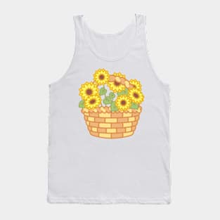 Yellow Summer Sunflower Basket Tank Top